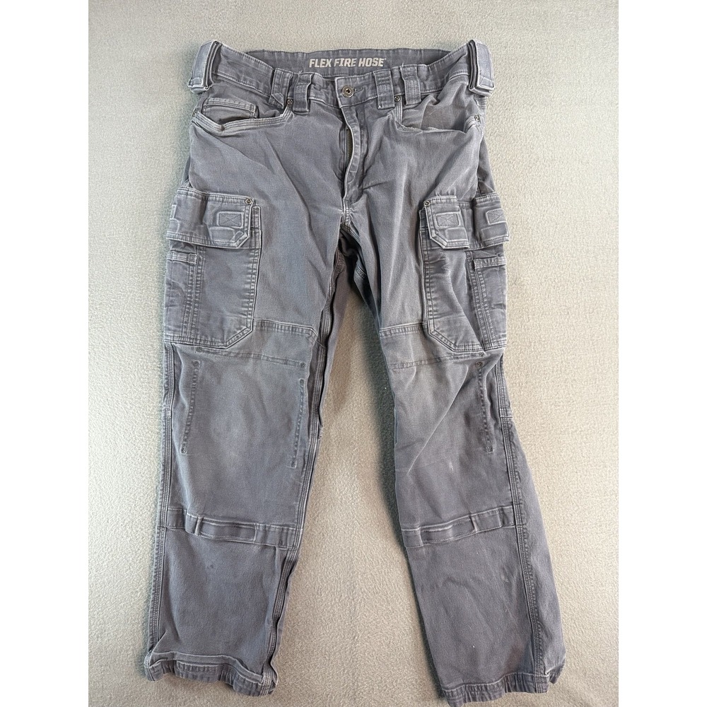 Duluth Flex Fire Hose Cargo Pants Mens 36x30 Gray Regular Fit Workwear FLAW
